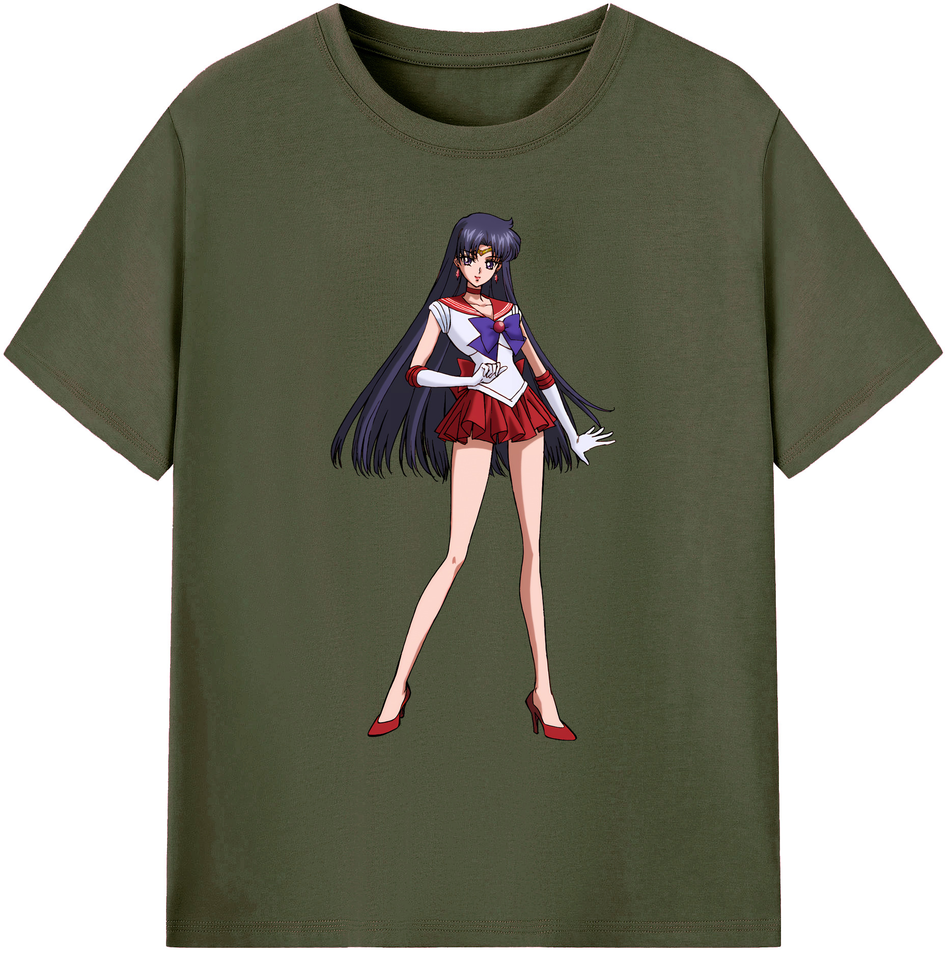 （画像用） 美少女戦士セーラームーン 火野レイ ひの レイ Sailor Moon Hino Rei （セーラーマーズ,Sailor Mars） 綿100％ メンズ半袖Tシャツ｜肌触りやわらか＆通気性
